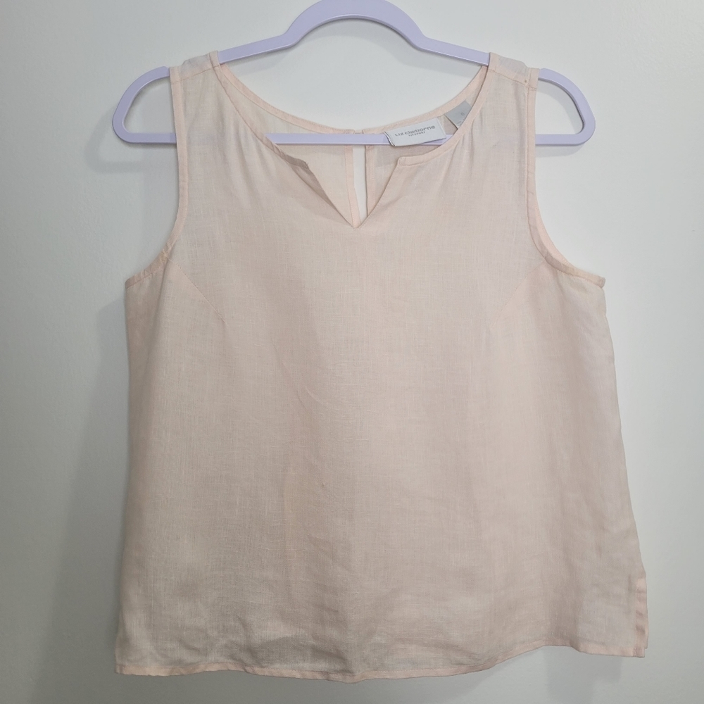 Liz Claiborne Minimalist Light Peach‎ Linen Tank Top Blouse S